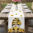 thumbnail image 4 of Sunflower Gnomes Table Runner 120 Inches, Summer Botanical Bee Yellow Bed Runner Dresser Scarves Tabletop for Indoor Outdoor Parties/Ceremony/Banquet, 13"x 120", 4 of 9