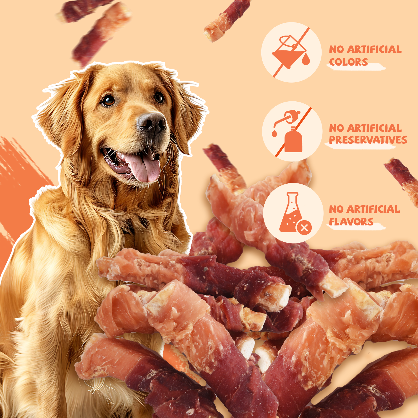 (2 pack) Pawmate Chicken & Duck Wrapped Beef Cartilage Dog Treats, Natural Soft Rawhide-Free Chews for All Dogs, 11oz