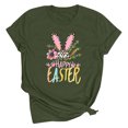 thumbnail image 4 of UPPADA Femmes Heureux Easter T-Shirt Bunny Lapin Graphique T-Shirt Manche Courte Drôle Lettres Imprimées Chemises Manche Courte Col Rond Tuniques Hauts Vert Armée,TG, 4 of 5