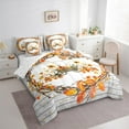 thumbnail image 3 of Feelyou Autumn Leaf Flower Twin Bedding Sets 7-Piece for Child, Halloween Fall Pumpkin Bedding Comforter Set, Rustic Wooden Plank Reversible Sheet Sets, Breathable Home Decor, 3 of 7