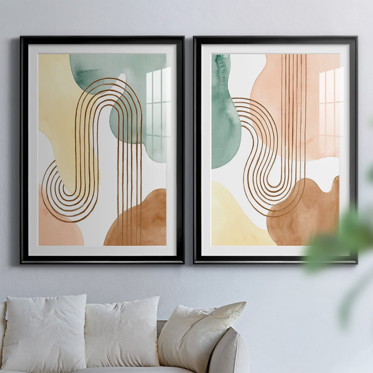 Wexford Home Spring Shapes I Premium Framed Print, 22.5" x 30.5" - Ready to Hang, Black (Set of 2)