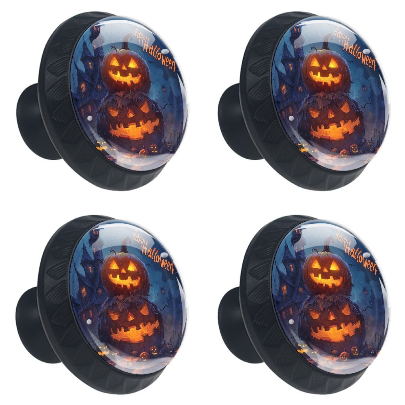 4 Pcs Happy Halloween Knobs for Kitchen Cabinet Cupboard Dresser Bookcase Drawer Pulls Handles Round Home Decor