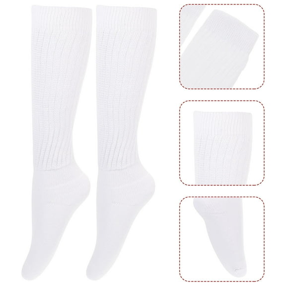 Niceauty 1Pair Warm Keeping Socks White Cotton Tube Stockings Elastic Comfortable for Daily Use
