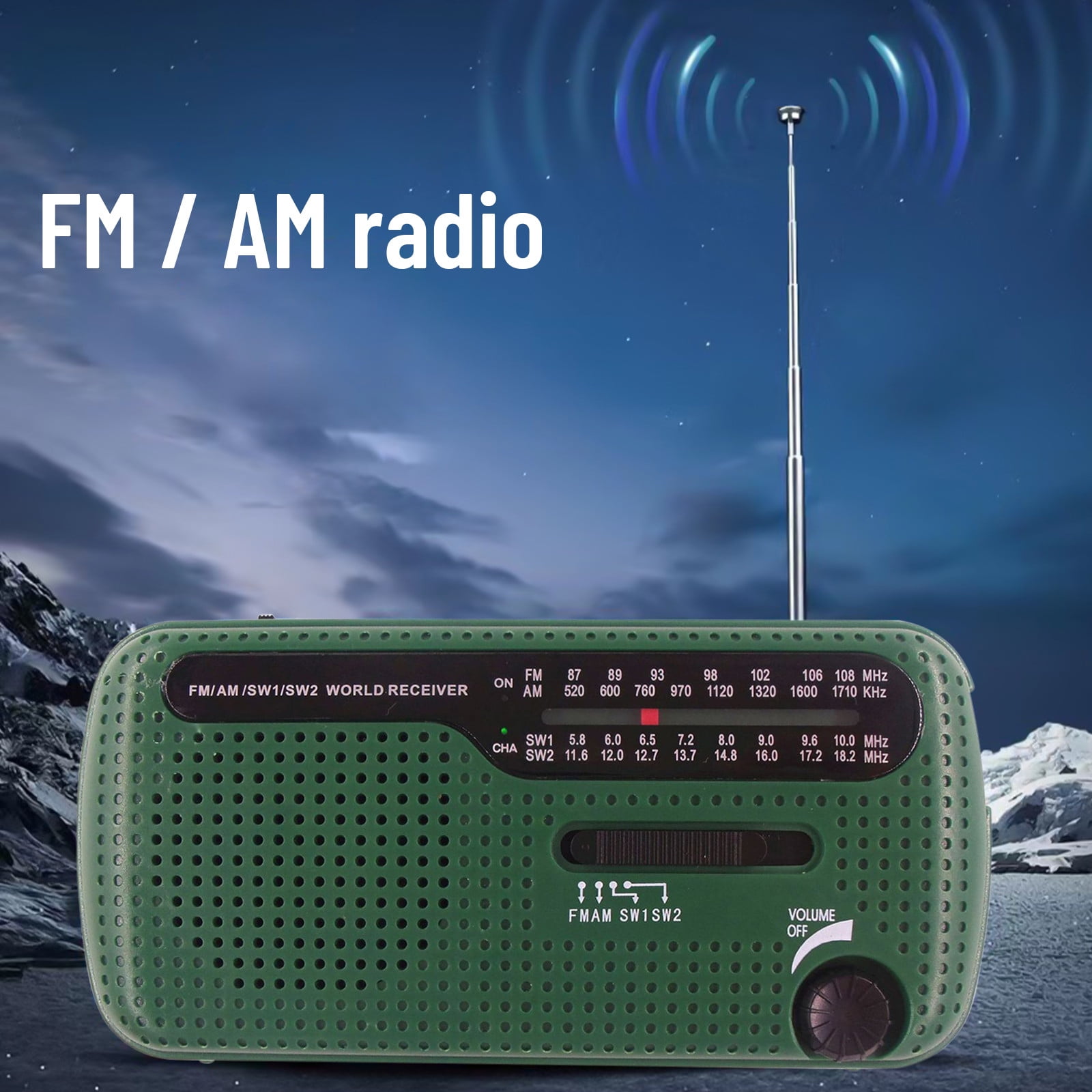 VANLOFE AM/FM/SW Radio, Solar Hand Crank Portable Survival Emergency Radio,Rechargeable Battery Power Bank USB Cellphone Charger,Camping Flashlight Lantern,SOS Alarm