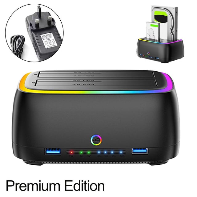 Dual Bay Hard Drive Station With USB3.0 5Gbps For 2.5 3.5 HDD SSD Enclosure Clone Card TF SD Offline Adapter Suitable For Data Storage And Transfer In Home Office Environments