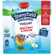 Stonyfield Organic Kids Pear Spinach Mango Whole Milk Yogurt Pouches, 3.5oz, 4 Count