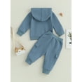 thumbnail image 4 of Bagilaanoe 2PCS Toddler Baby Boy Long Pants Set Long Sleeve Hoodie Sweatshirt Tops + Drawstring Sweatpants 6M 12M 18M 24M 3T Kids Casual Sweatsuits, 4 of 9