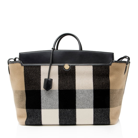 Pre-Owned Burberry Wool Check Society XL Tote