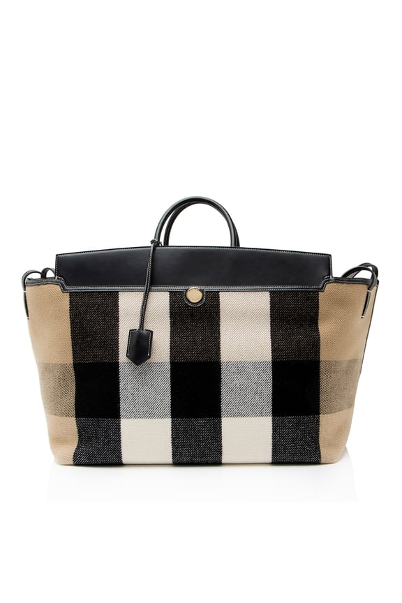Pre-Owned Burberry Wool Check Society XL Tote