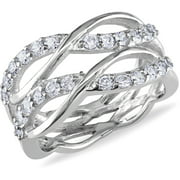 1-1/5 Carat T.G.W. Cubic Zirconia Sterling Silver Double Infinity Ring