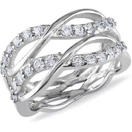 Miabella 1-1/5 Carat T.G.W. Cubic Zirconia Sterling Silver Double Infinity Ring