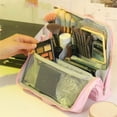 thumbnail image 5 of Standing Makeup Bag, 2025 New Standing Cosmetic Bag Organizer, Portable Functional Makeup Case with Multiple Compartments for Travel Cosmetics Storage, Pink, 5 of 6