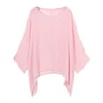 thumbnail image 3 of Nnhblu Blouses for Women Dressy Casual Short Sleeve Blouses for Women Sales&nbsp; Womens Ladies Casual Plus Size Loose Cotton Linen Solid Color Tops Shirt Blouse Pink, 3 of 8