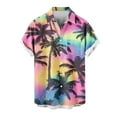 thumbnail image 4 of Iugvhana Men's Hawaiian Palm Tree Print Shirt Short Sleeve Button Down Shirts Tropical Floral Summer Beach Shirts Multicolor L, 4 of 5