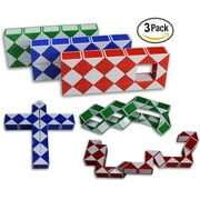 LARGE Speed Cube Magic Snake Ruler Twist Puzzle 36 Wedges Twist Toys 3 Pack!
