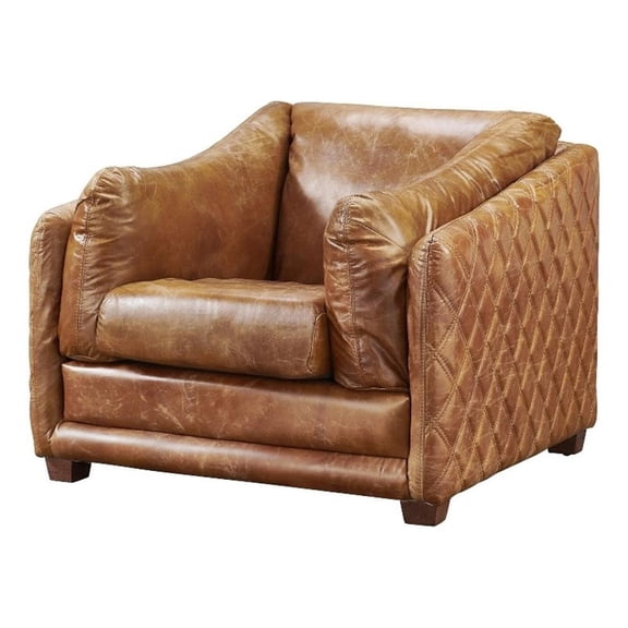 Crafters and Weavers Waco Contemporary Italian Leather Arm Chair in Slate