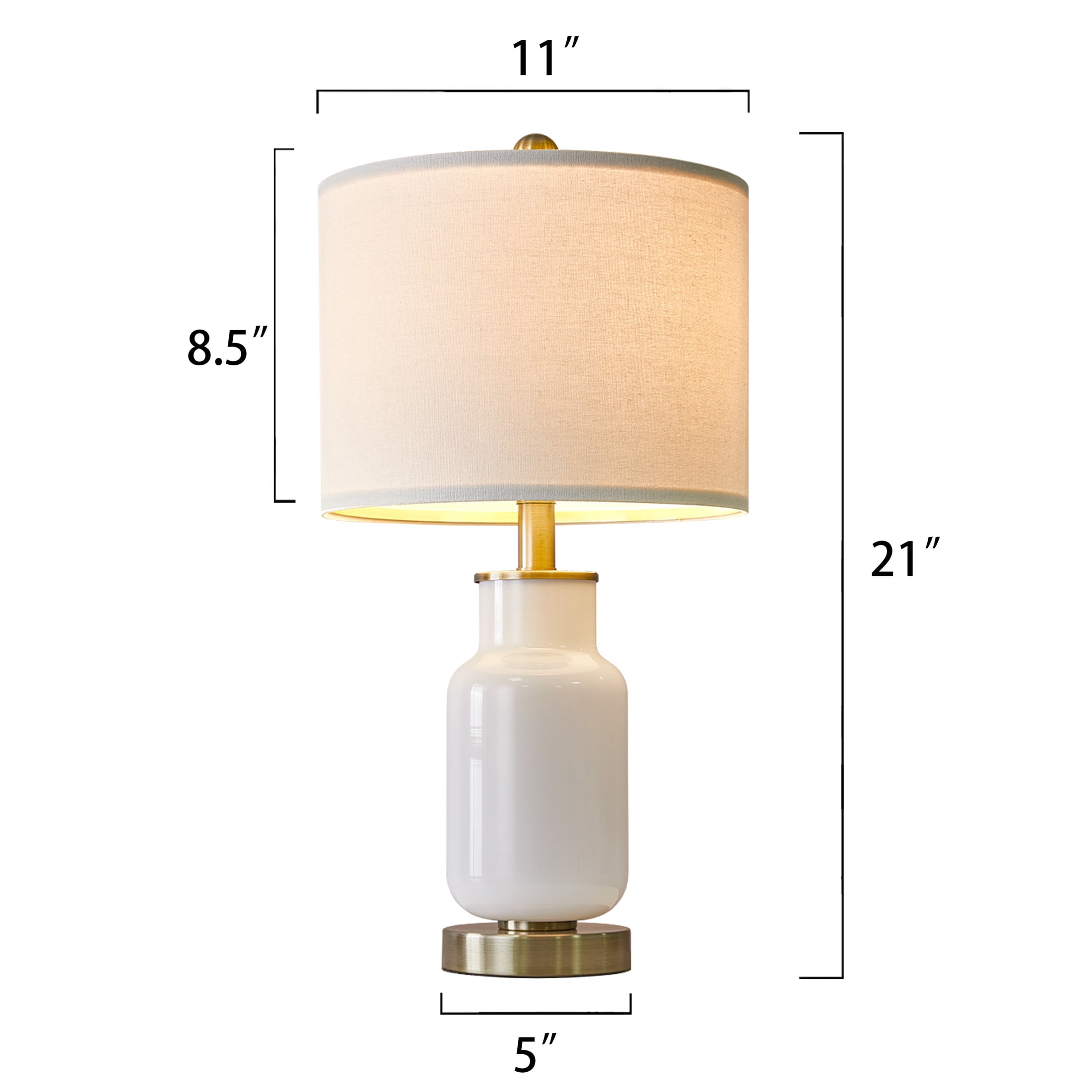 21'' Oneach Modern Table Lamps Set of 2 for Bedroom Desk Lamps for Office Nightstand Bedside Lamps with Milky White Glass Lamp body, Gold, Decor (Bulbs Not Included)