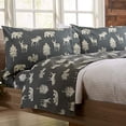 thumbnail image 1 of 4-Piece Lodge Printed Ultra-Soft Microfiber Sheet Set. Beautiful Patterns Drawn from Nature, Comfortable, All-Season Bed Sheets. (Full, Forest Animal - Dark Grey), 1 of 4