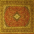 thumbnail image 1 of Ahgly Company Machine Washable Indoor Square Medallion Yellow Traditional Area Rugs, 6' Square, 1 of 4
