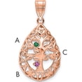 thumbnail image 3 of 10K Rose Gold 3 Birthstone Tree Of Life Tear Drop Pendant (21 X 15) Made In United States -Jewelry By Sweet Pea, 3 of 3