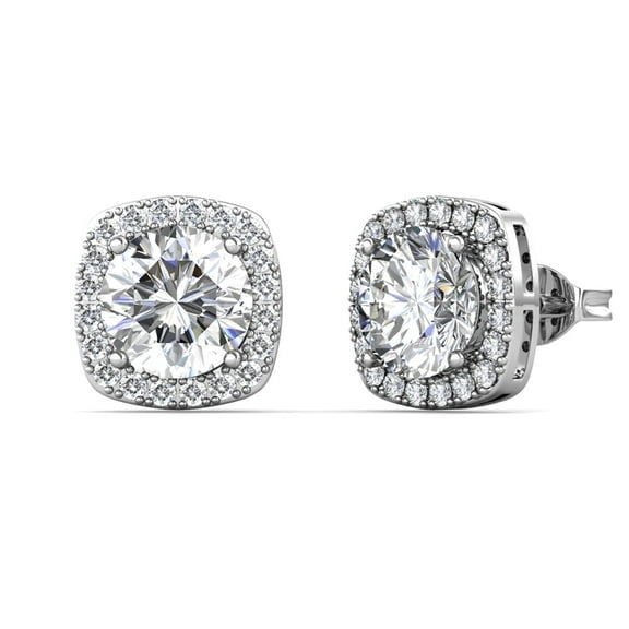 Moissanite by Cate & Chloe Hannah 925 Sterling Silver Stud Earrings 1.0TCW for Women, Gift for Her