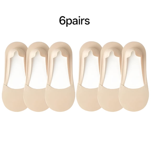 TELOLY No Show Socks Womens Nylon Non Slip Low Cut Liner Footies Thin Silk Socks for Flats Loafers Lightweight Complexion 6 Pairs