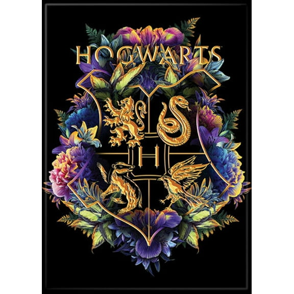 Harry Potter Hogwarts Crest on Black 3.5 x 2.5 Magnet