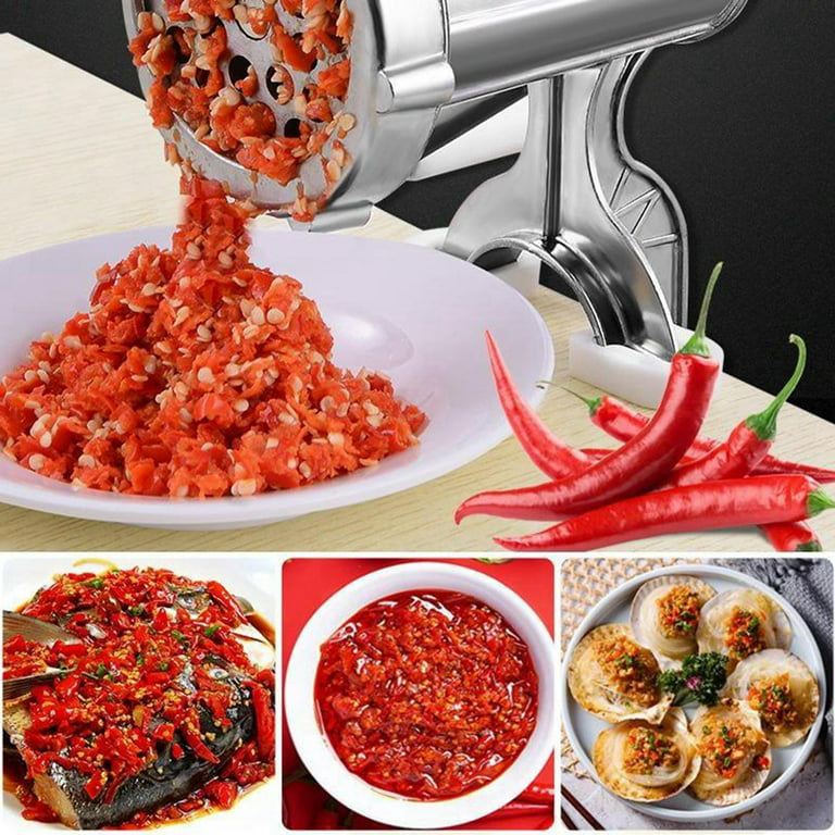Stainless Steel Manual Meat Grinder Mincer Tool Table Hand Crank Sausage - L, As described