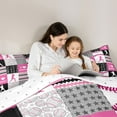 thumbnail image 5 of Feelyou Kids Cartoon Golf Queen Comforter Set, Est Sleep Sports Bedding Sets, Pink Stripes Stars Print Reversible Bedding Comforter Set, Super Cozy Room Decor, 3-Piece, 5 of 8