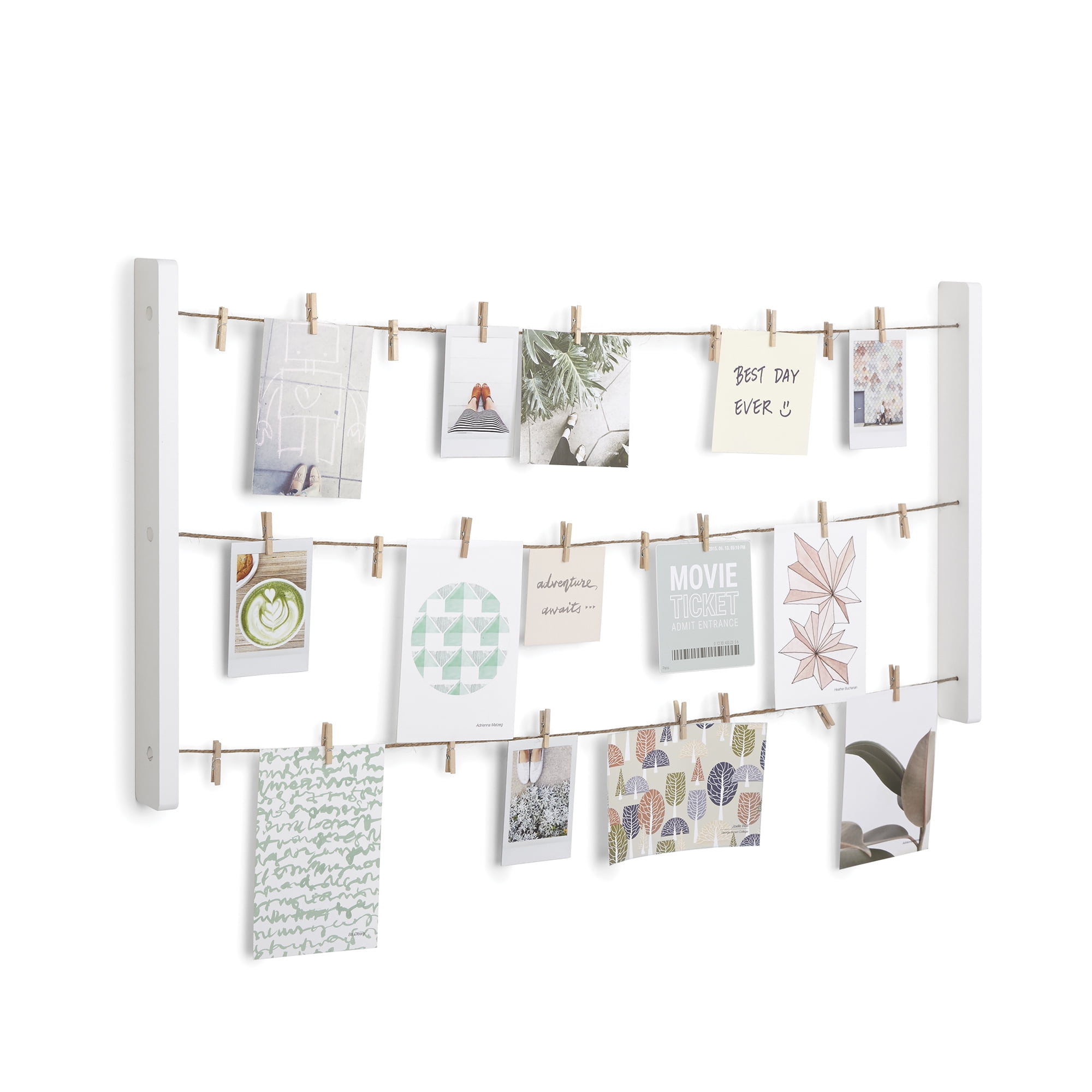 Mainstays 15x30 25-Piece White Clothesline Clip Collage Picture Frame