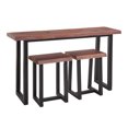 thumbnail image 2 of Rustic Live Edge Counter Set - 3 Piece Brown Wood Dining Set for Kitchen or Dining Room, 2 of 6