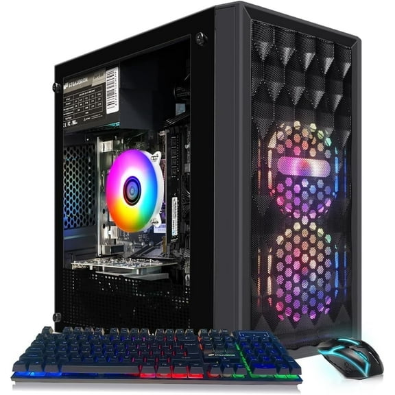 STGAubron Gaming PC Computer Desktop, RX 560 4G Graphics, Intel Core I7 8th up to 4.1G, 16G DDR4 Ram, 512G Ssd, 600M Wifi, BT 5.0, RGB Fan x2, Windows 11 Home