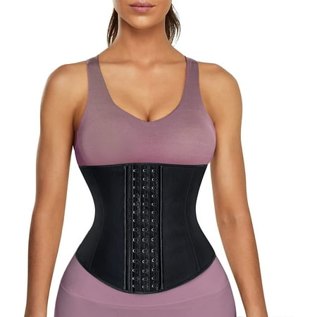 

QWZNDZGR Women Latex Waist Trainer Workout Corsets Waist Cincher Tummy Control Girdle Body Shaper with Steel Bones