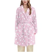 WRKEKC Womens Robe Flannel Sleeveless Long Bathrobe for Women Casual Loungewear No Hood Long Sleep Robe Nightgown