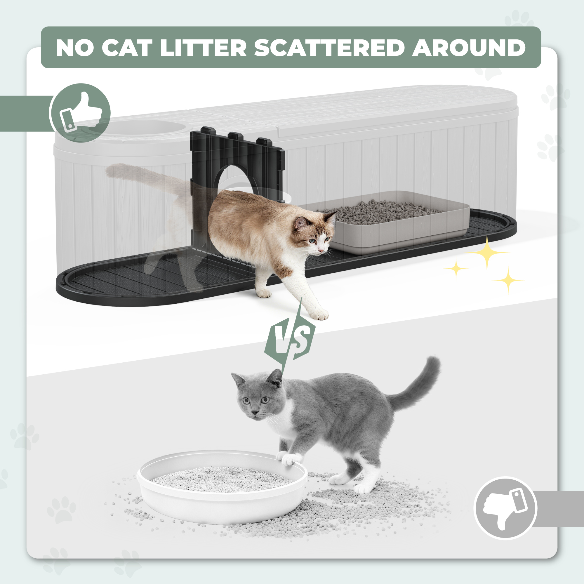 LHBcraft Cat Litter Box Enclosure,HDPE Cat Cabinet with Round Lift-Up Door,Hidden Cat Litter Box Furniture for Bedroom and Living Room,Black