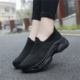 thumbnail image 4 of YOURDIARY Women's Slip-On Sneakers Wide Width Comfort Walk Joy Tennis Shoes Flats Black, 4 of 5