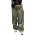 thumbnail image 1 of KOMOO Women Loose Cargo Pants Elastic Waist Tie-Up Pockets Wide Leg Sweatpants Jogger Trousers, 1 of 6