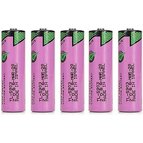 (5-Pack) 3.6V 2400mAh TL-5903 AA Lithium Battery for Tadiran TL-5903 SL-360 S7-400 ER14500 ER14505 TL-2100 6ES7971-0BA00, for Siemens S7-400 PLC Machine, CNC Machine