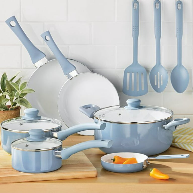 Kenmore Arlington Aluminum Ceramic Coated Nonstick Blue Cookware Set (12-Piece)