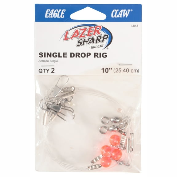 Eagle Claw Fishing, L843 Lazer Sharp Single Drop Rigs, Qty 2.
