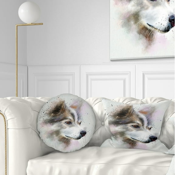 Designart Cute Brown Dog Watercolor - Animal Throw Pillow - 12x20