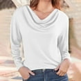 thumbnail image 4 of Womens Cowl Neck Tops, Comdrip Women's Long Sleeved Fashion Printed Tops Piled Collar T Shirt Women's Shirt Blusas Elegantes Para Mujer White XL, 4 of 6