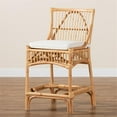 thumbnail image 3 of Bowery Hill White Fabric Upholstered and Brown Rattan Counter Stool, 3 of 10