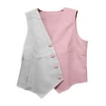 thumbnail image 7 of Ecqkame Women's Vest Tops Trendy V Neck Sleeveless Button Down Color Block Top Work Office Business Blazer Suit Vests Pink XXL, 7 of 7