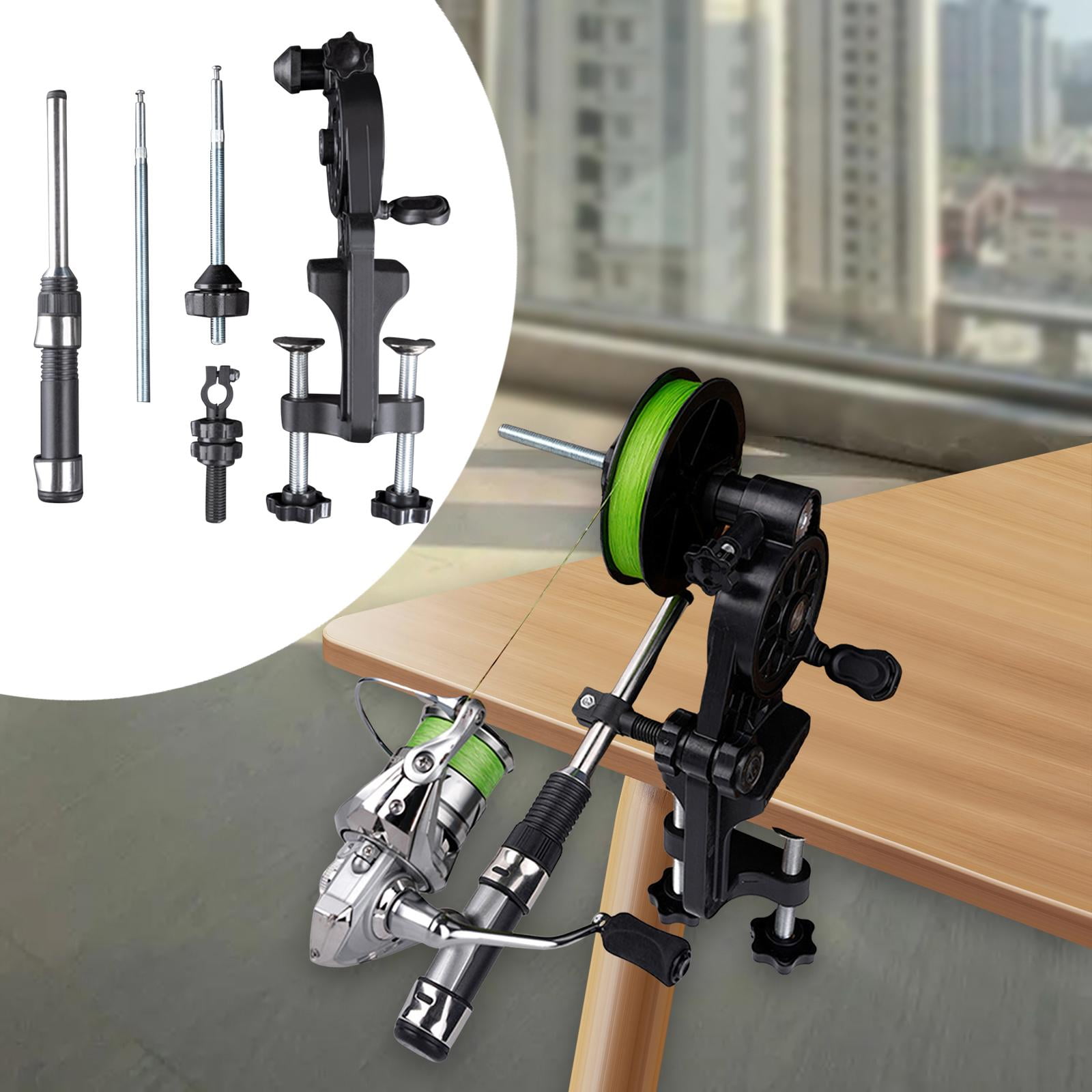 koolsoo Fishing Line Spooler Equipment Adjustable Compact Supplies Sturdy Portable Accessories Fishing Line Winder Machine for Adults with Line Pole