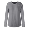 thumbnail image 5 of Summer Shirts For Women 2024 Going Out Long Sleeve Round Neck Basic Solid Color Thumbhole Tunic Loose Fit Tees, 5 of 5