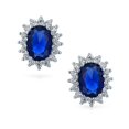 thumbnail image 3 of Bling Jewelry Womens Vintage Style 3CT Crown Halo Gemstone CZ Stud Earrings in Sterling Silver, 3 of 4