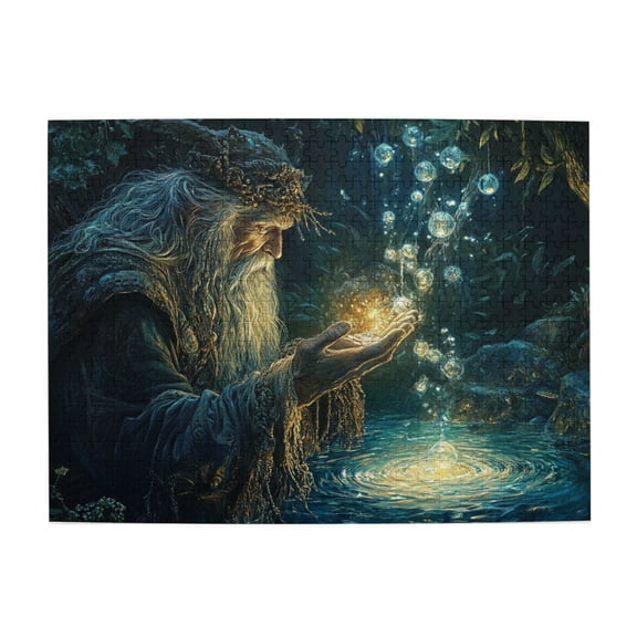 500 pcs 500 Piece Wooden Puzzles The elderly & the water of life,Vibrant and Stunning Design,Stress relieving pleasure,500 Piece Jigsaw Puzzle for Adults Challenging Puzzle Perfect for Game Nights