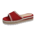 thumbnail image 6 of Rokment Women's Boho Espadrilles Platform Beach Slides Sandals 2026 Summer Casual Ethnic Retro Stitching Suede Open Toe Chunky Footbed Slip on Dress Slippers for Woman Red Size 9, 6 of 7