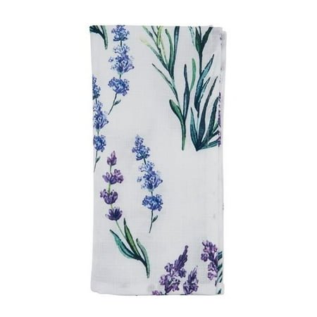 

SARO 20 in. Square Cloth Table Napkins with Lavender Print - Set of 12